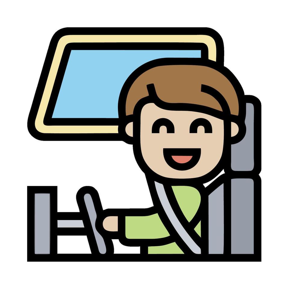 A man driving a car with a smile on his face vector