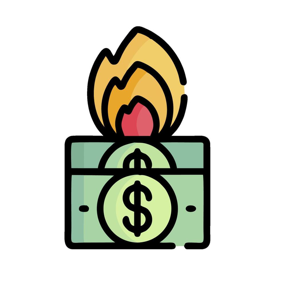 A burning dollar sign with a flame on top vector