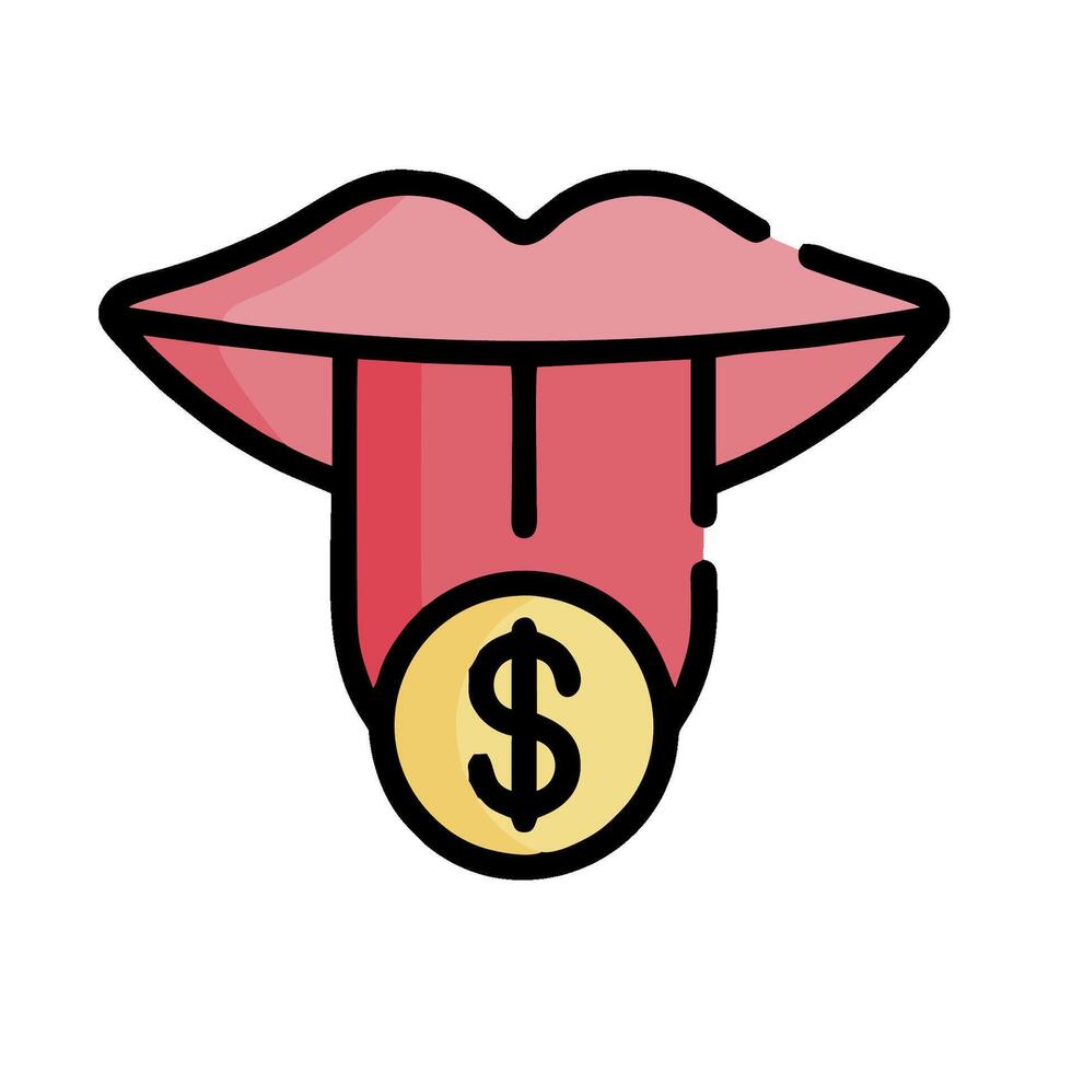 A pink tongue with a dollar sign on it vector