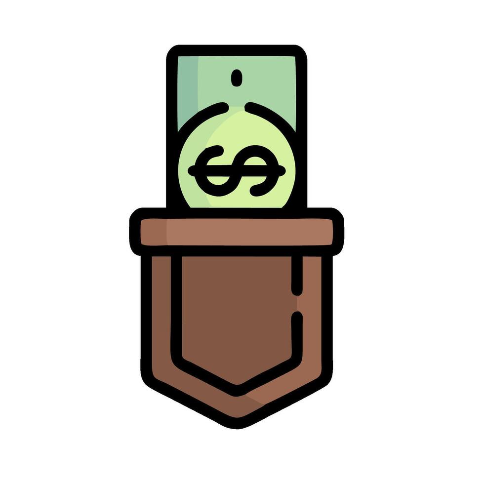 Money in pocket icon illustration vector