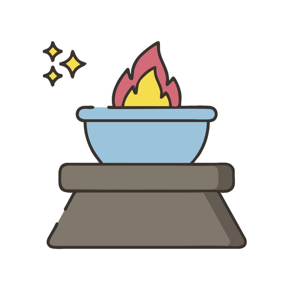 A fire bowl with a star on top vector