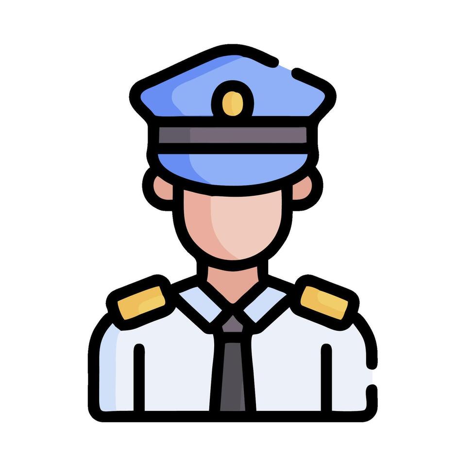 A police officer in uniform with a blue hat vector