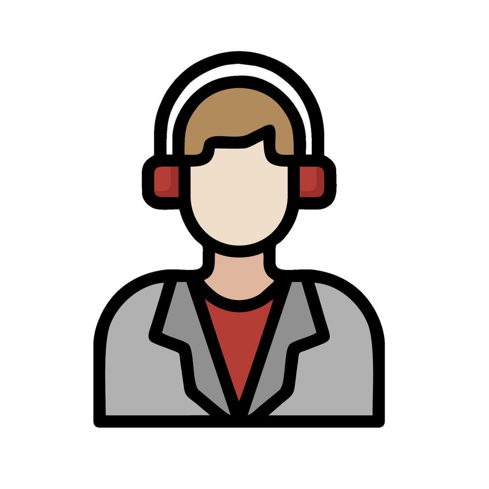 A man wearing headphones icon on a white background vector