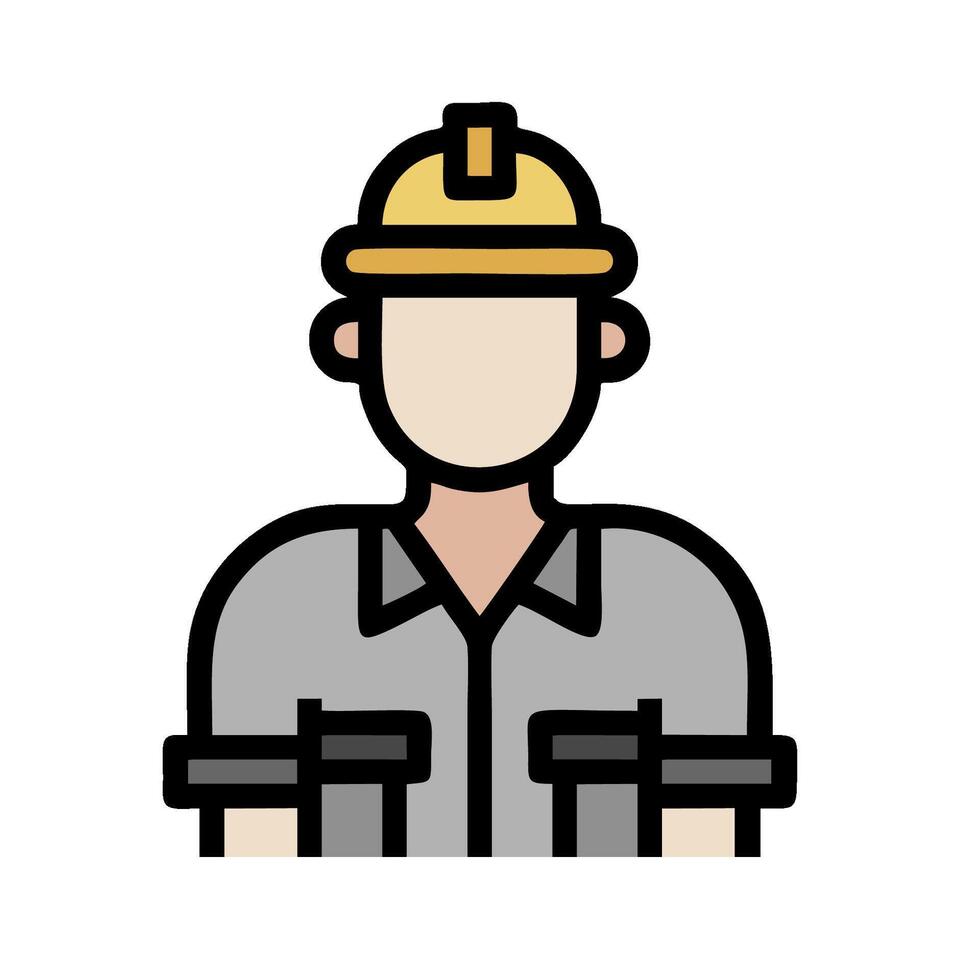 A man in a hard hat is shown in an icon vector