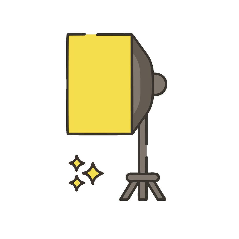 A yellow light on a tripod with a star vector