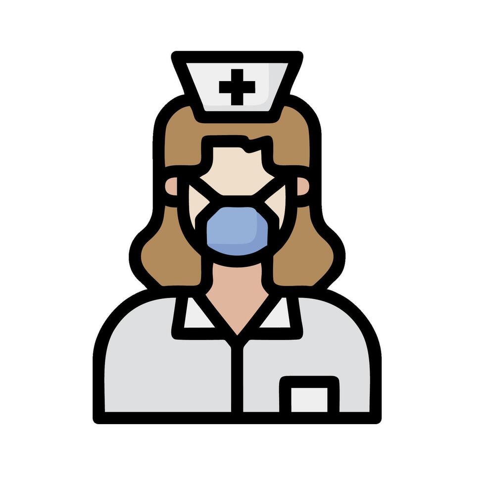 A nurse wearing a mask and a face mask vector