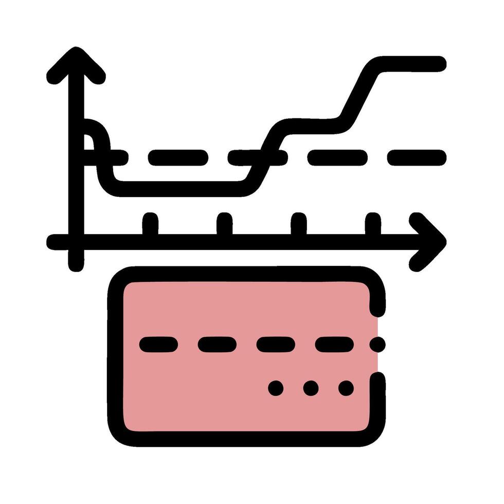 A credit card and a graph line vector