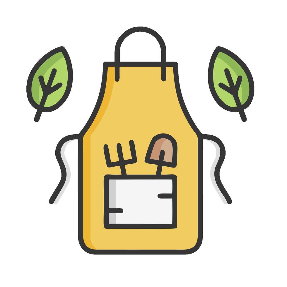 A yellow apron with gardening tools and leaves vector