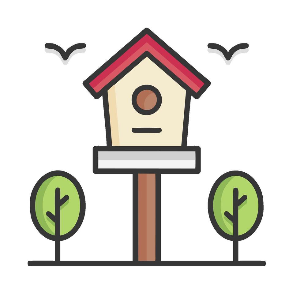 Birdhouse icon with trees and birdhouse vector