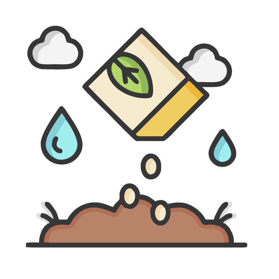 Soil and plant growing line icon illustration vector