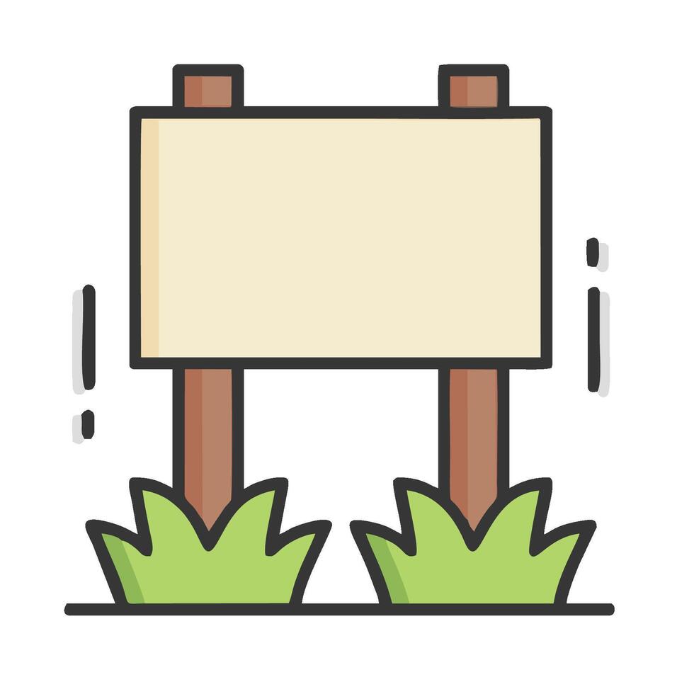 A sign with a wooden post and plants vector