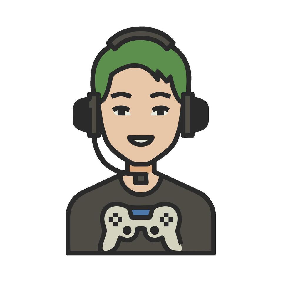 A man with headphones and a controller icon vector