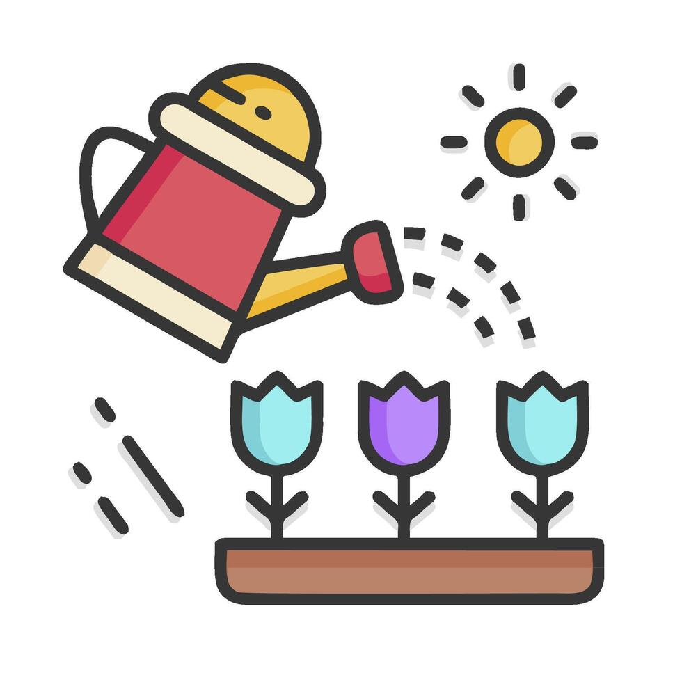 Watering can and flowers on a white background vector