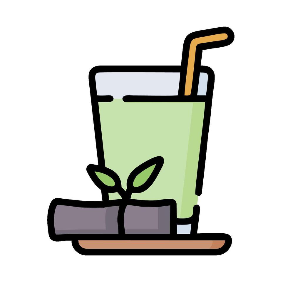 A green smoothie with a straw and a stick vector