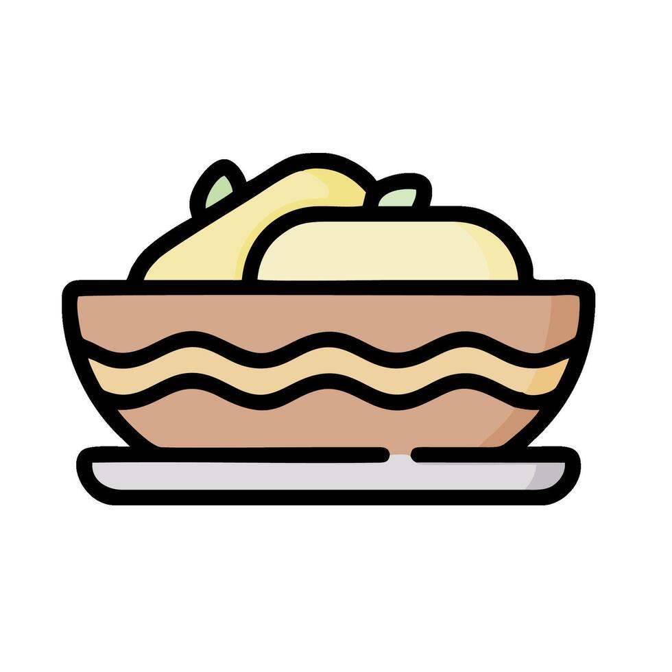 Apple pie in a bowl icon illustration vector