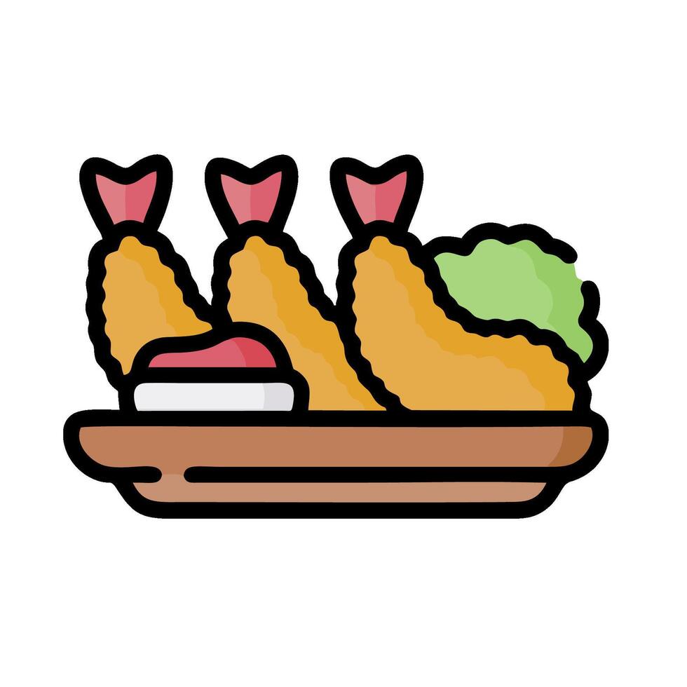 A plate with fish and vegetables on it vector
