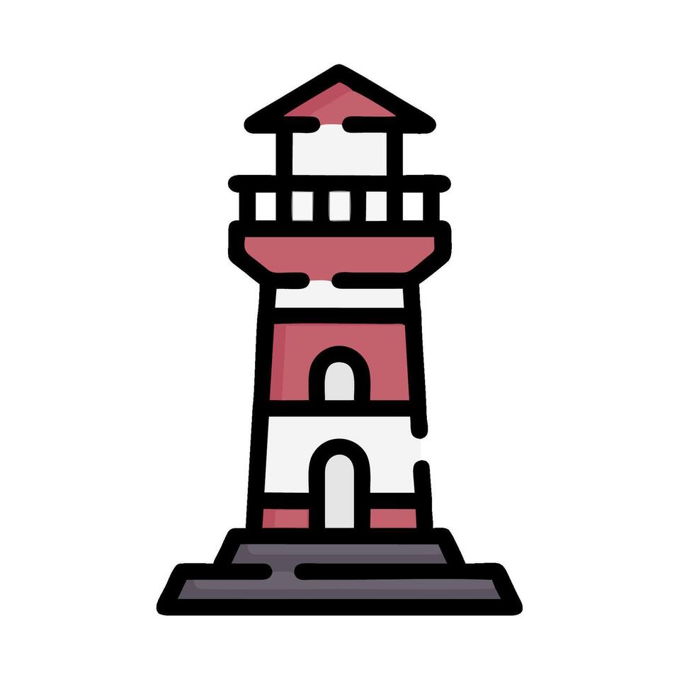 A red and white lighthouse icon on a white background vector