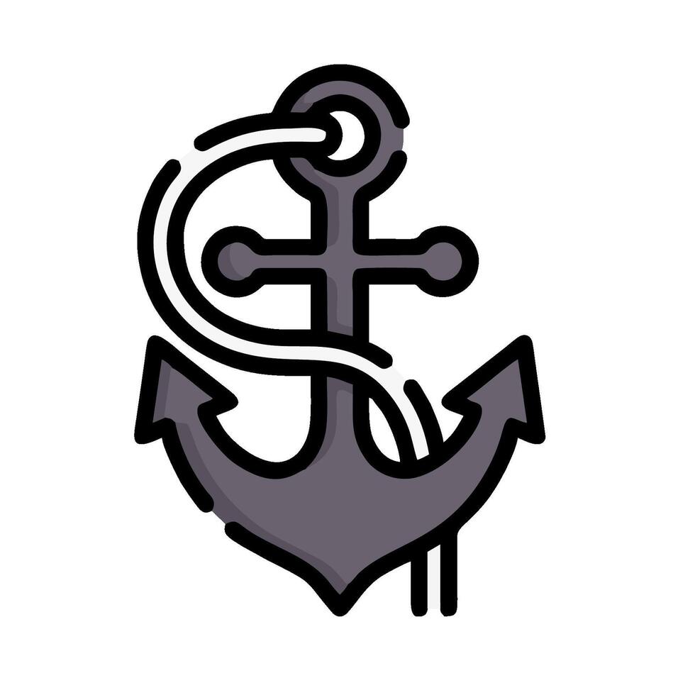An anchor with a rope around it vector