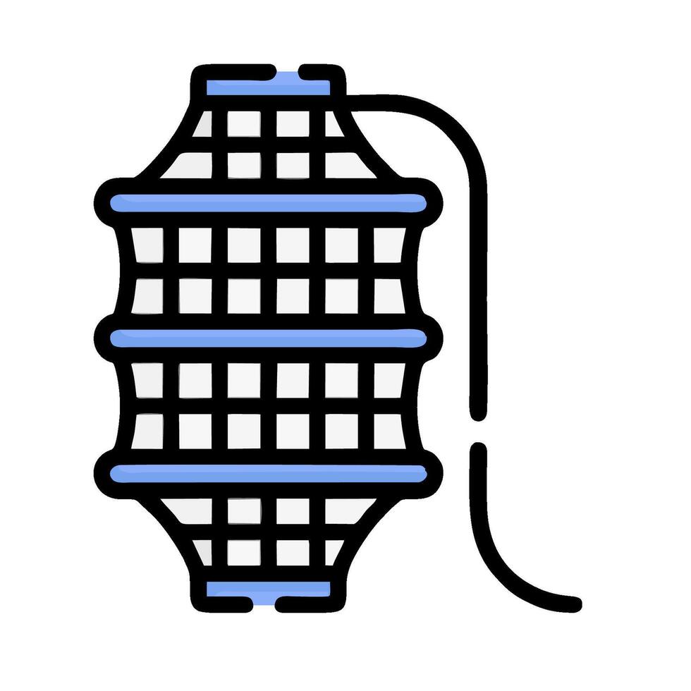 A blue and black illustration of a basket vector