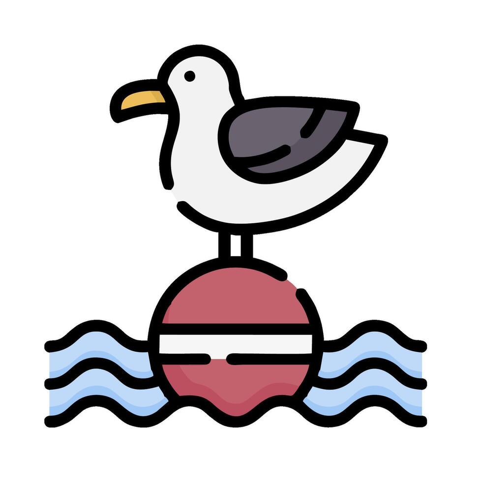 A seagull sitting on a ball in the water vector