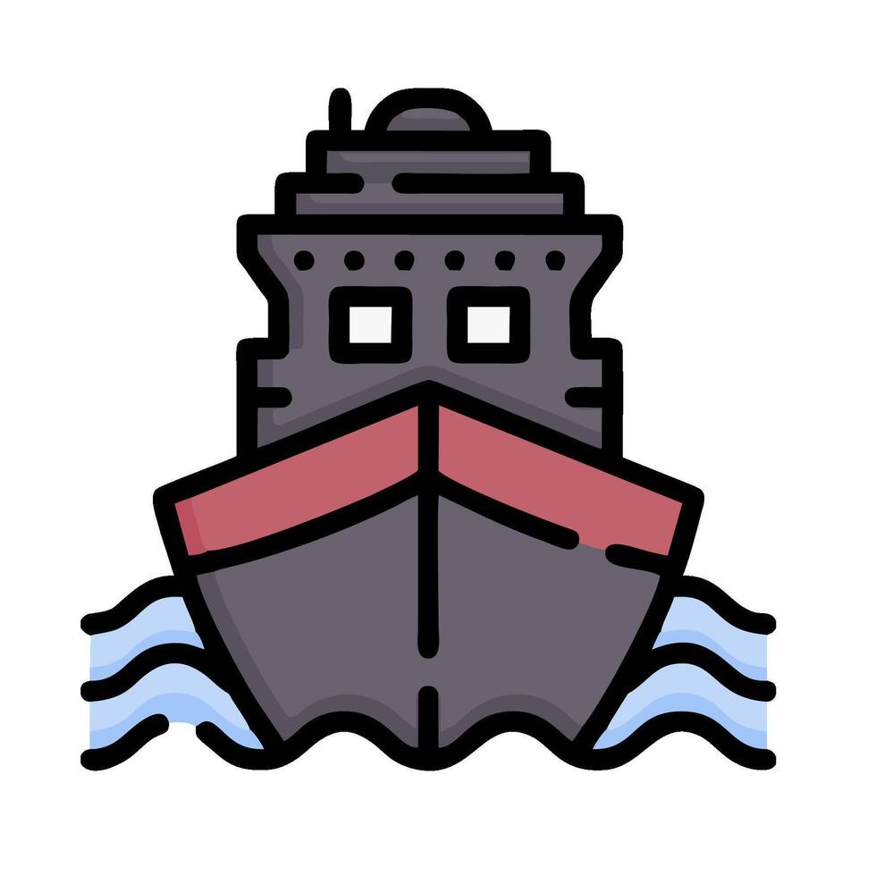 A ship in the water with a red bow vector