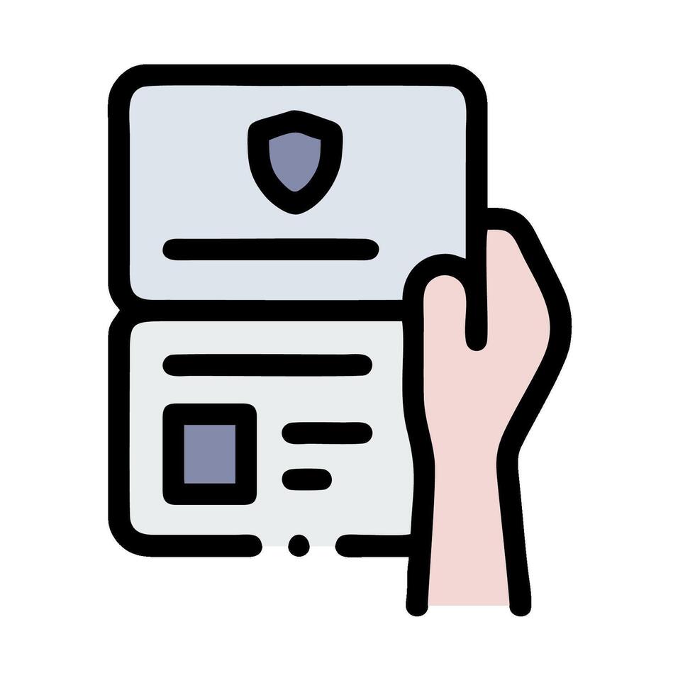 A hand holding a document with a shield on it vector