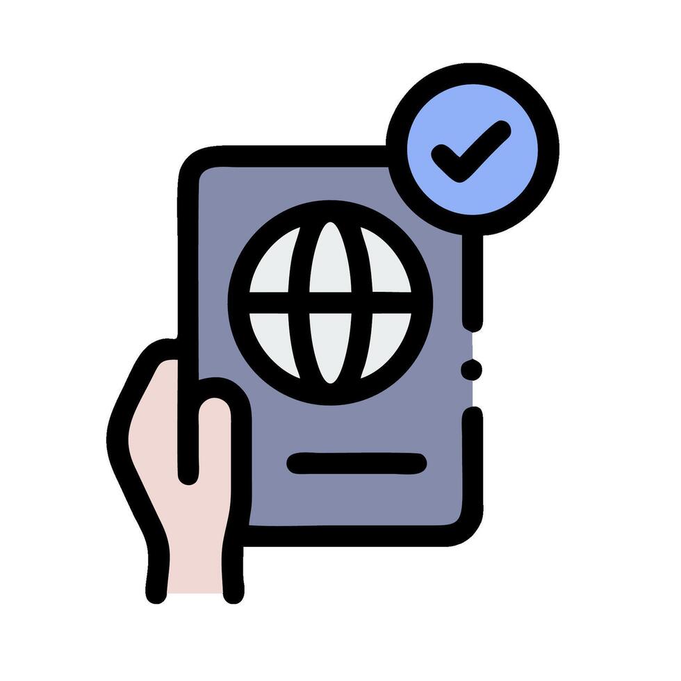 A hand holding a passport with a globe icon vector