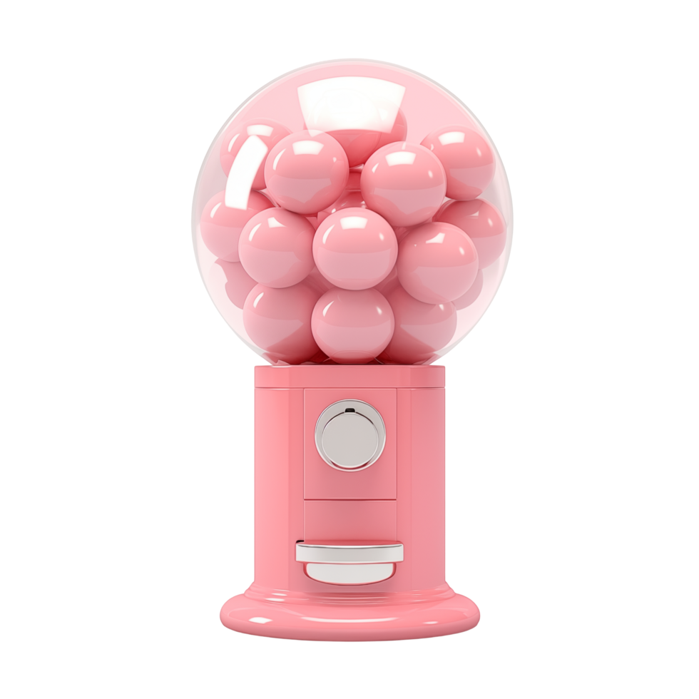 Pink Gumball Machine Filled With Shiny Pink Gumballs Isolated On Transparent Background png