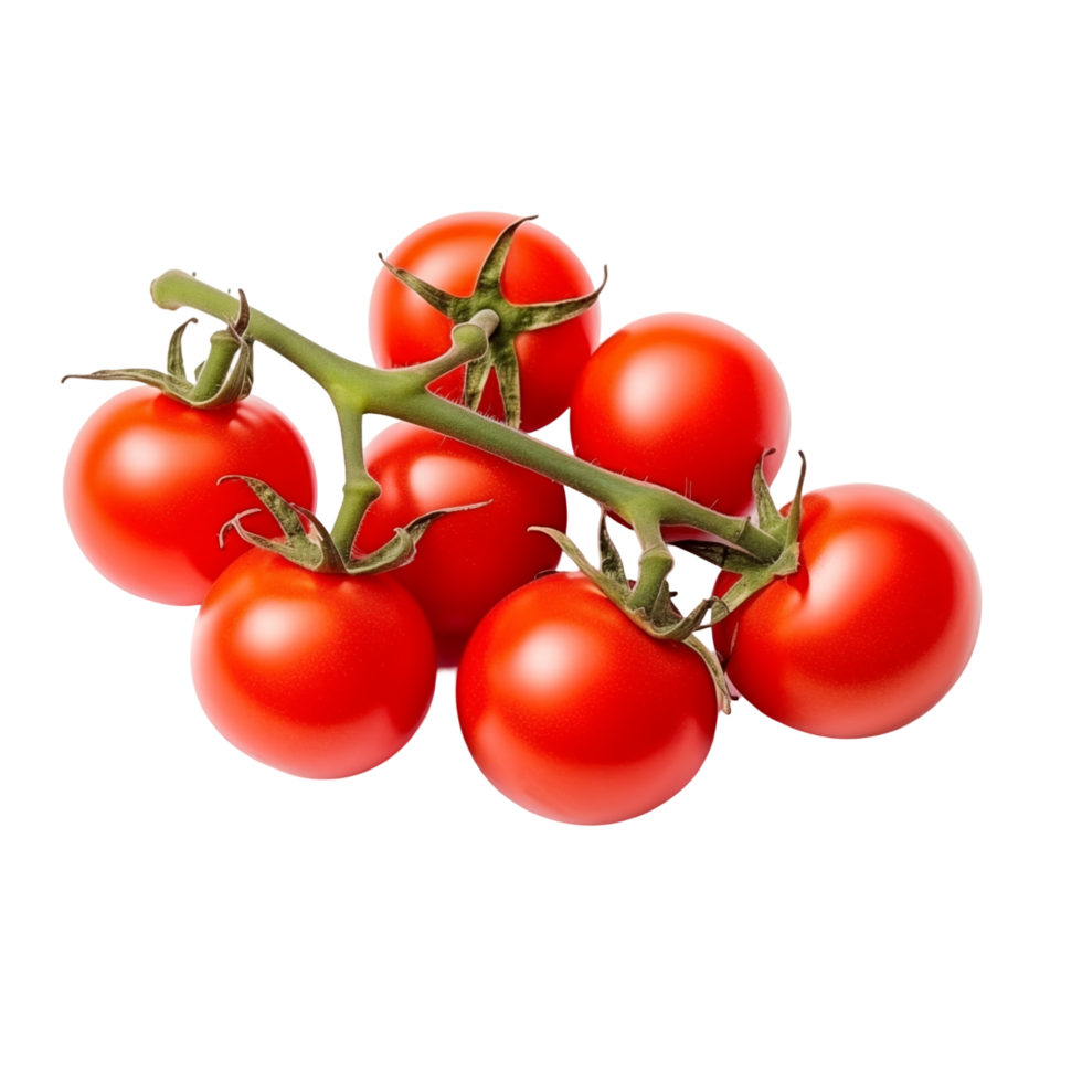 Cluster Of Fresh Red Cherry Tomatoes Still On The Vine png