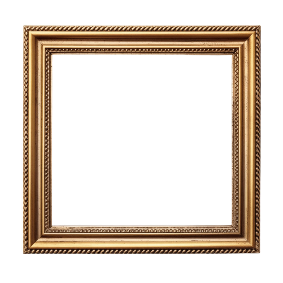 Ornate Square Golden Picture Frame Isolated On A Transparent Background png