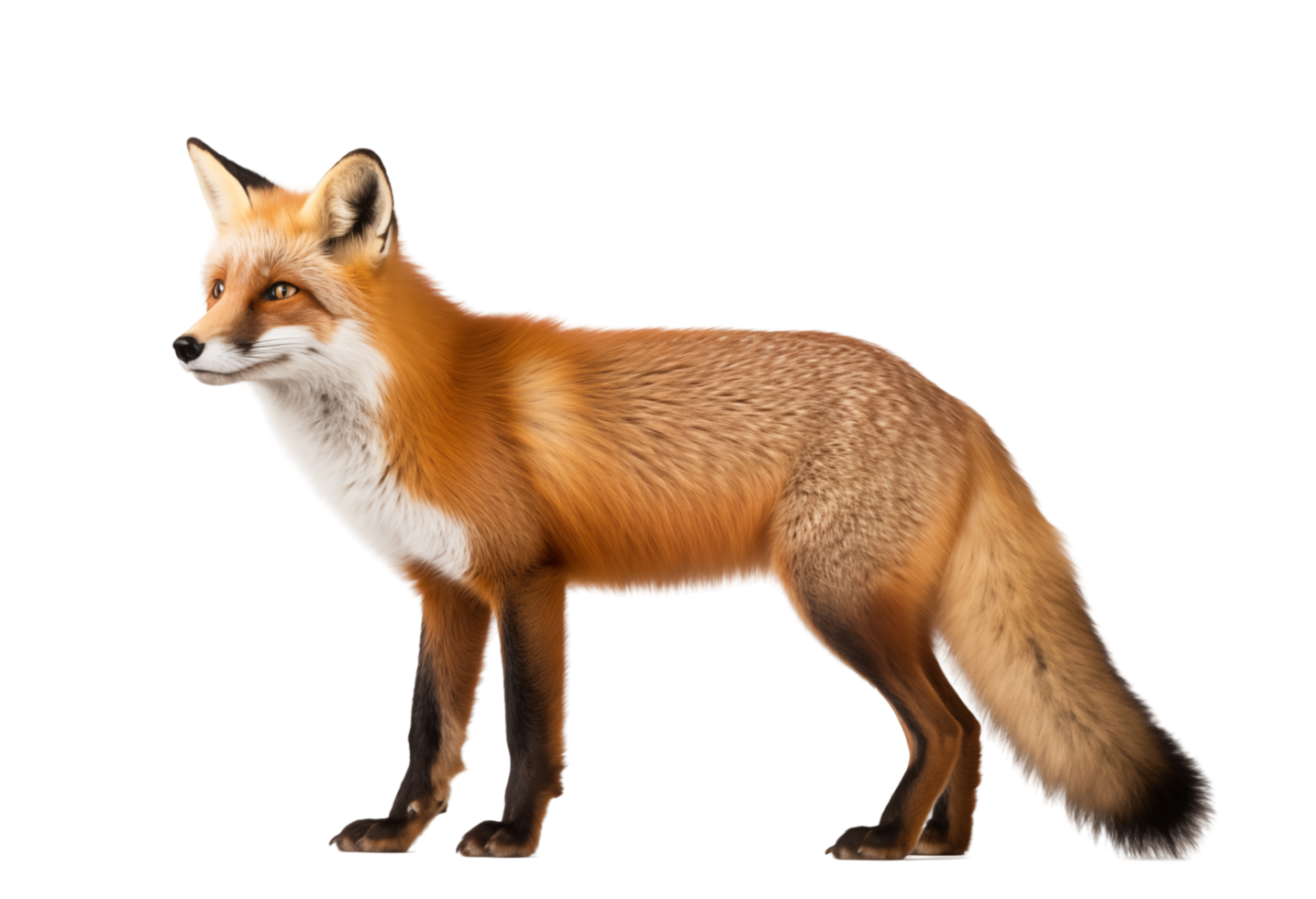 Side View of a Beautiful Red Fox Standing on a Transparent Background png