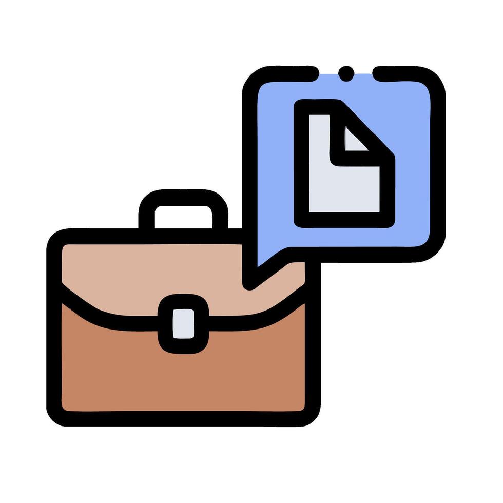 A briefcase with a file icon and a speech bubble vector