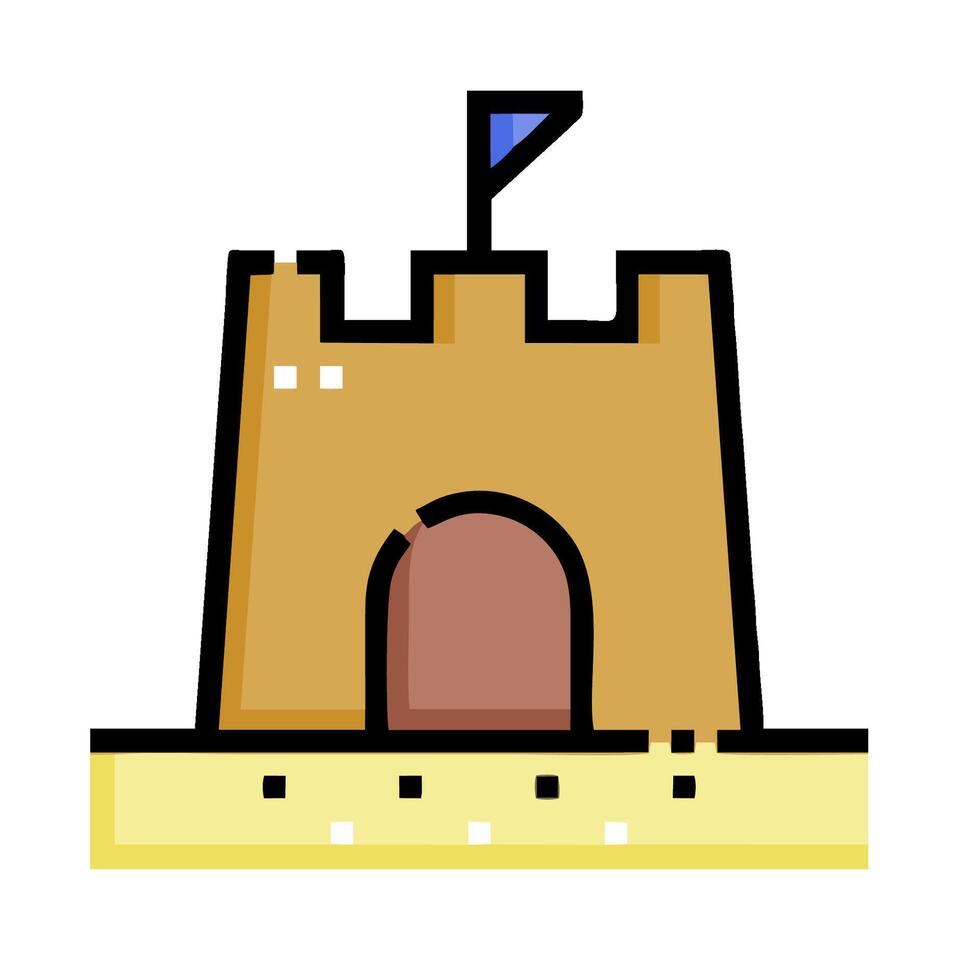 A cartoon castle with a flag on top vector