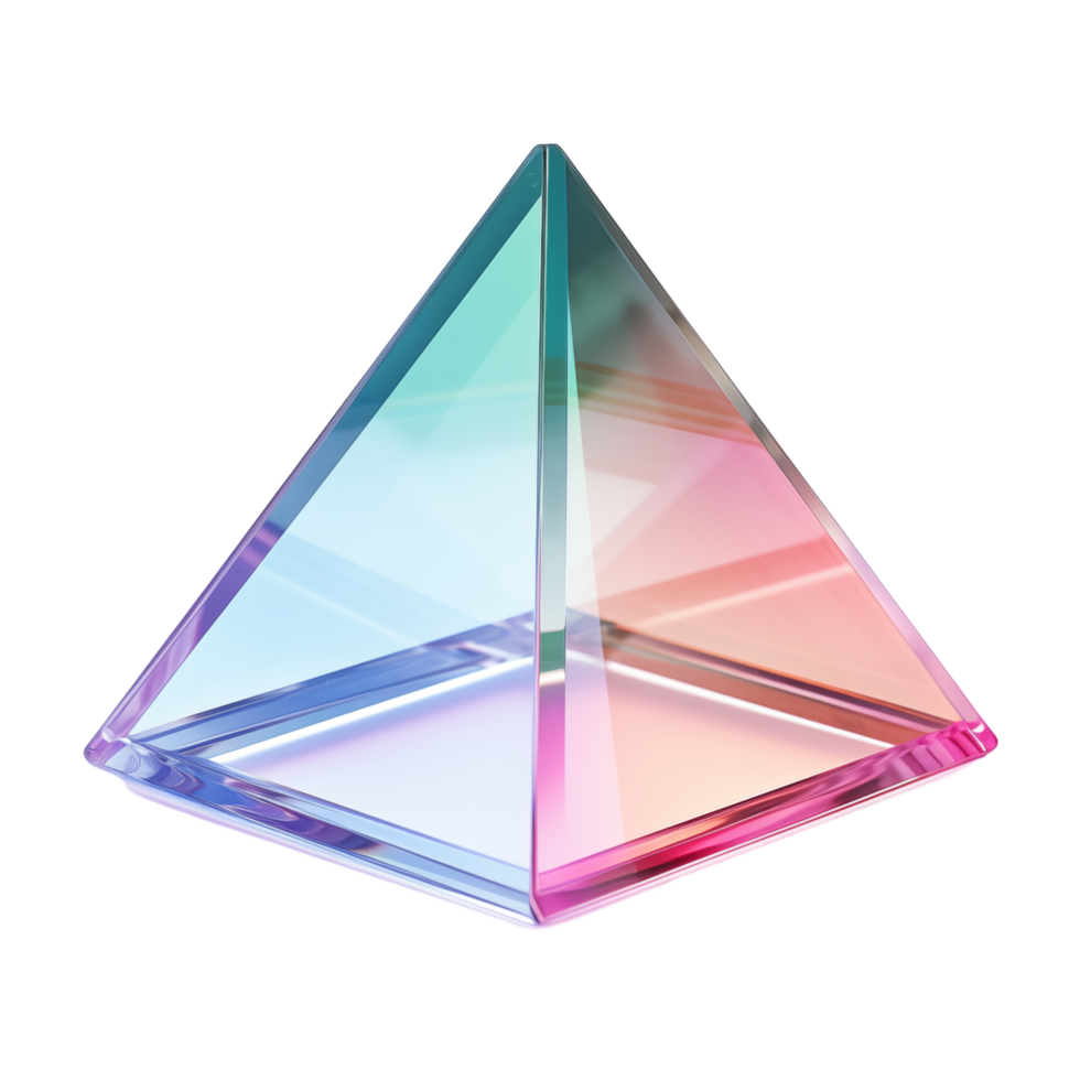 Multicolored Glass Pyramid With Transparent Facets On Transparent Background png