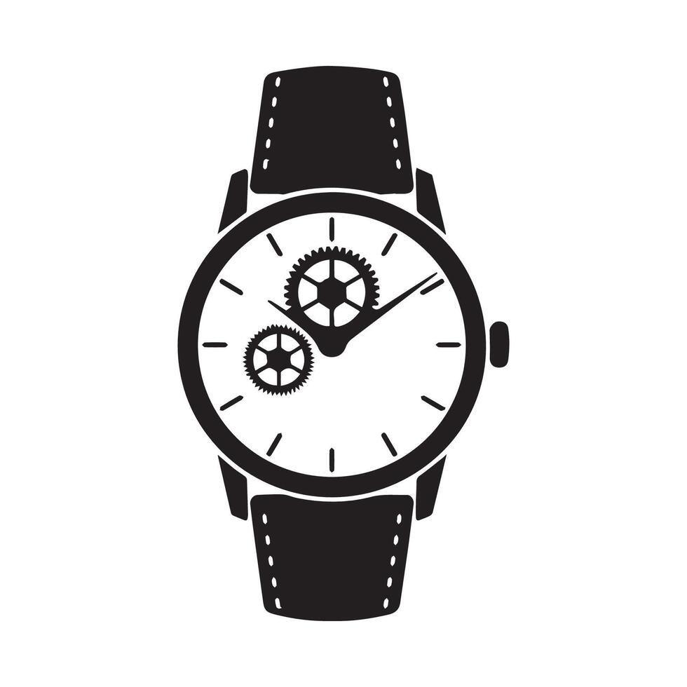 Hand watch art silhouette on white background vector
