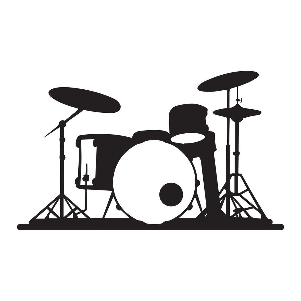 Minimalistic drums set silhouette with white background vector