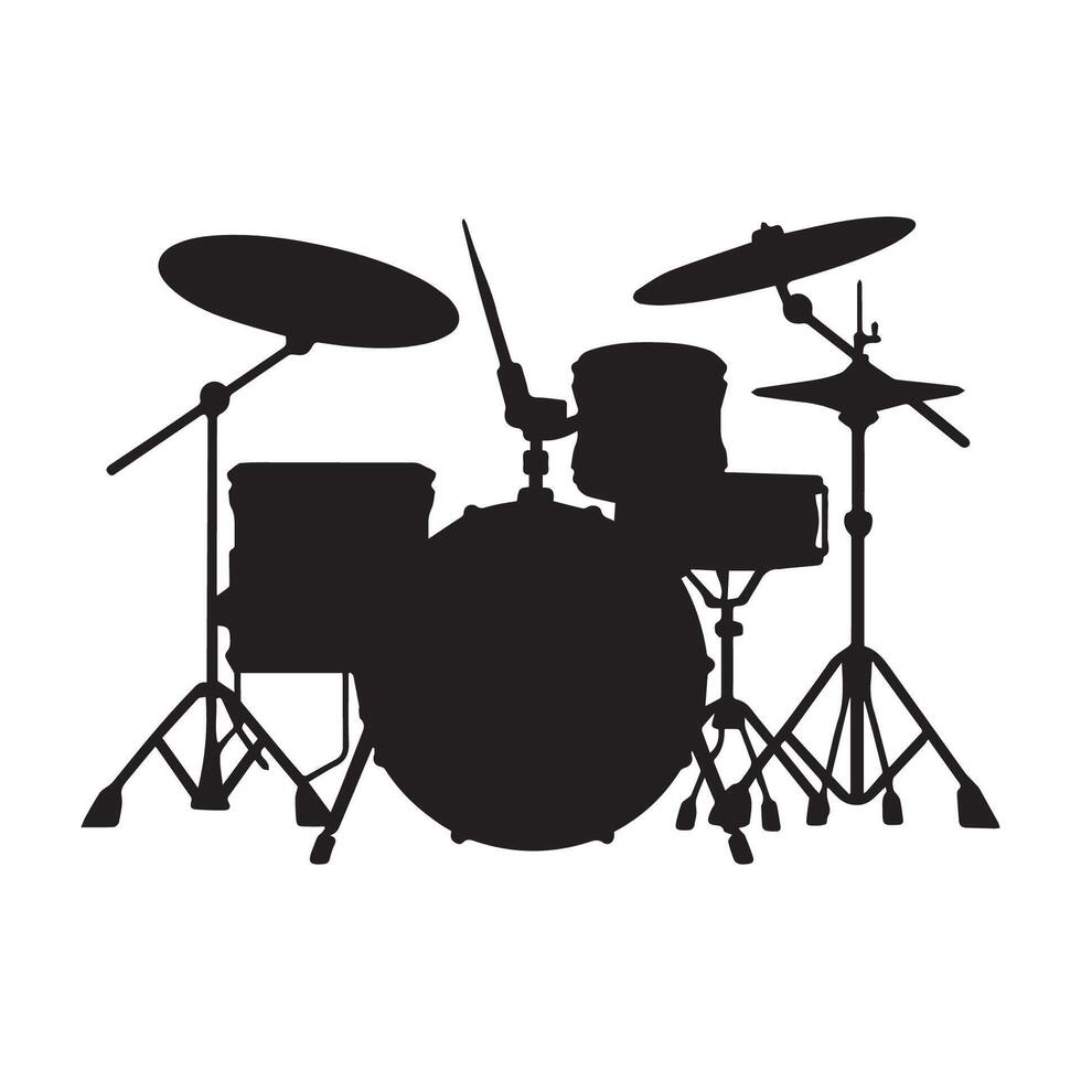 Drums set silhouette with white background vector