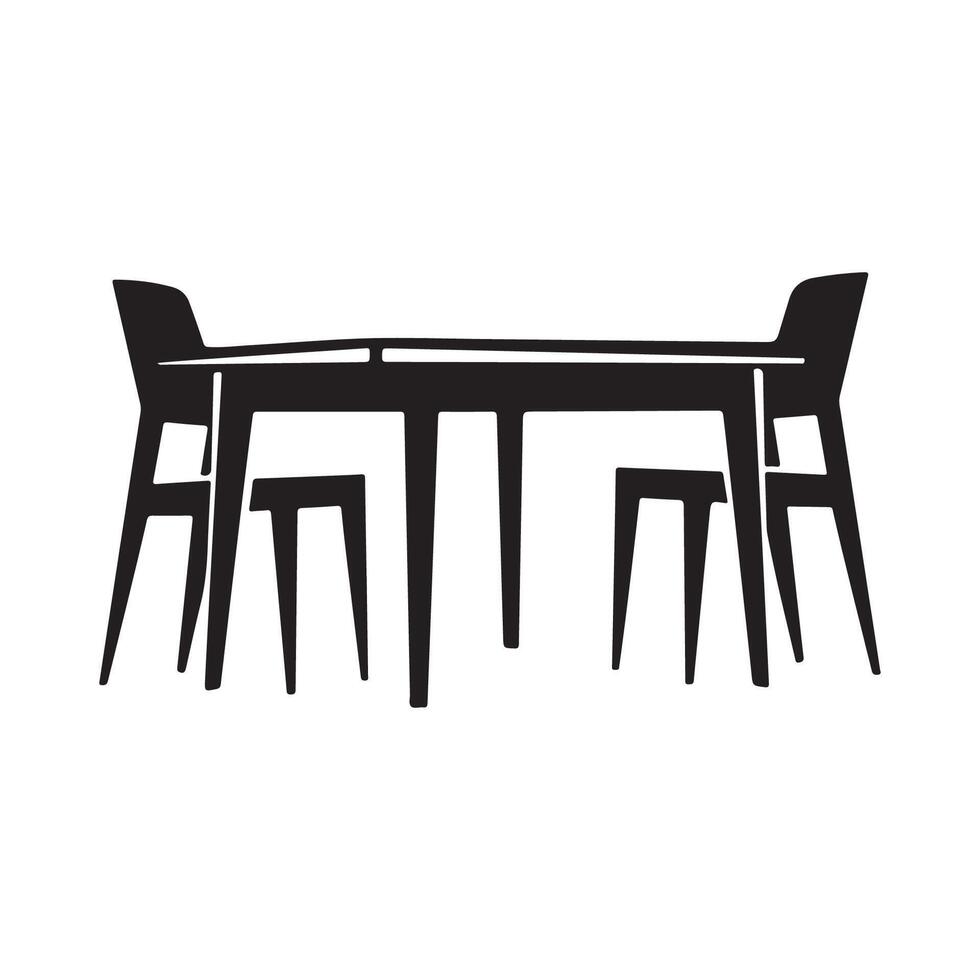 Black white chair table silhouette vector