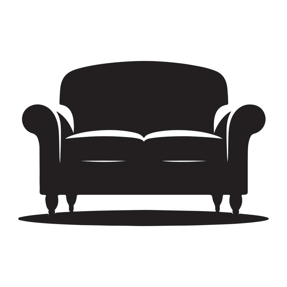 Simple sofa art silhouette with white background vector