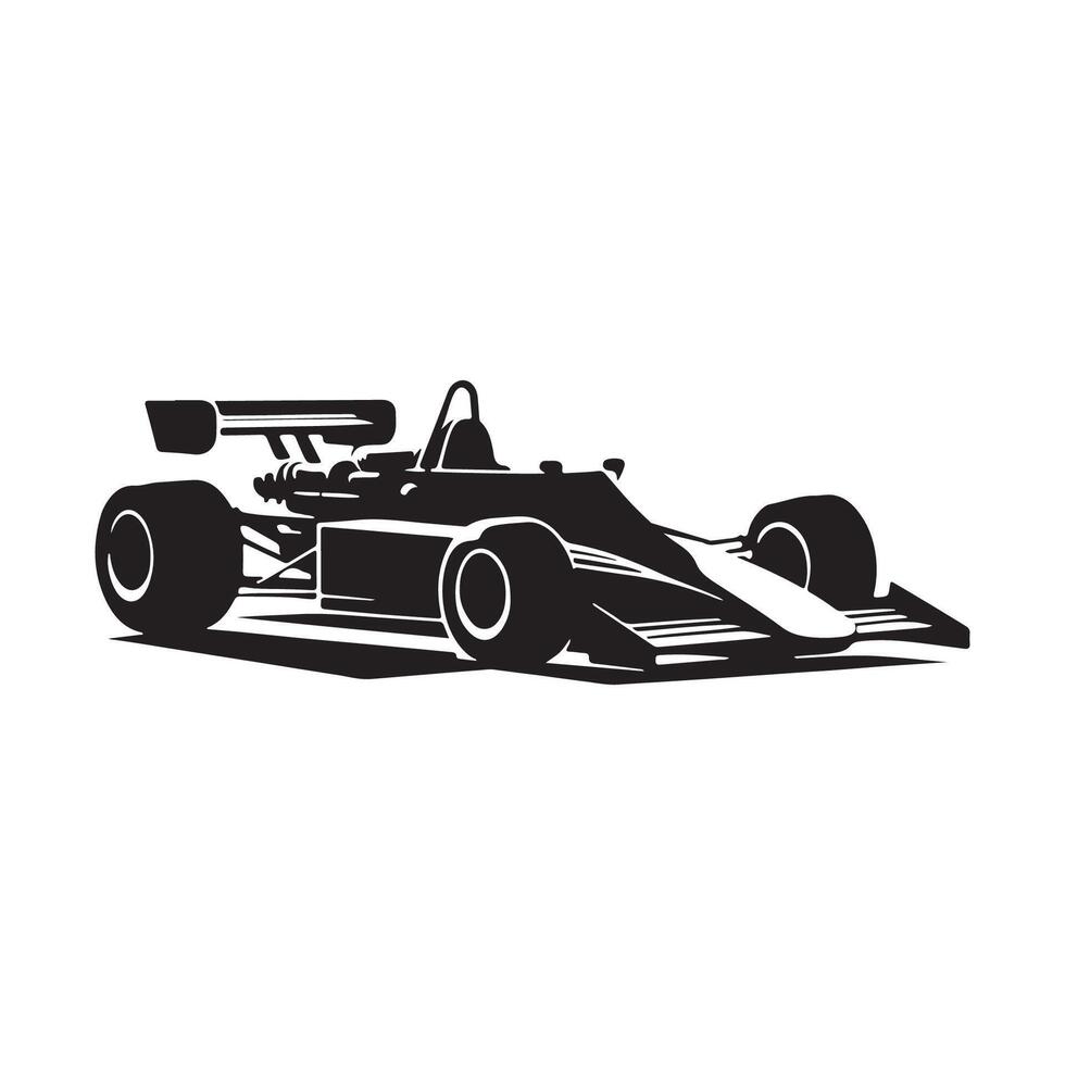 Racing car art silhouette with white background vector