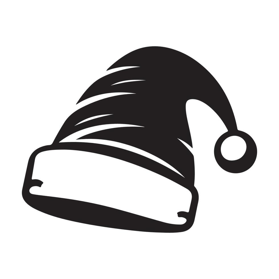Minimal christmas cap silhouette art vector
