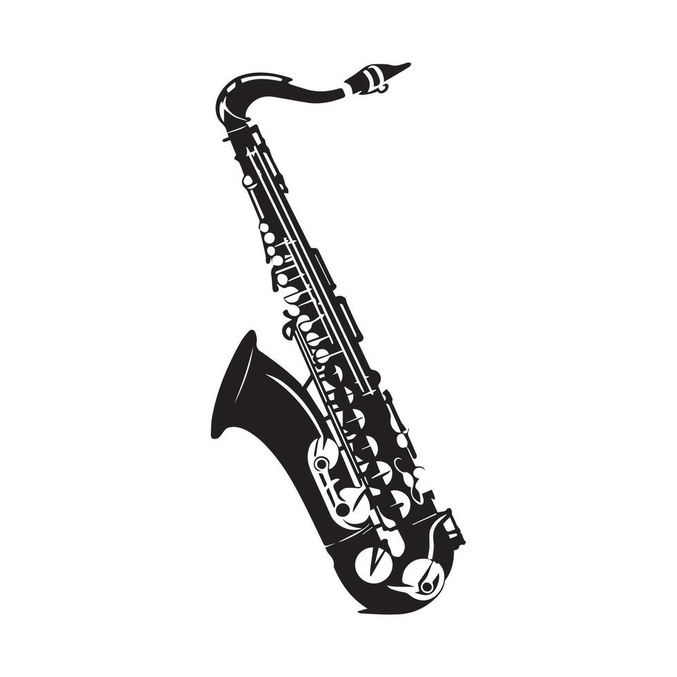 Artistic Saxophone silhouette with white background vector
