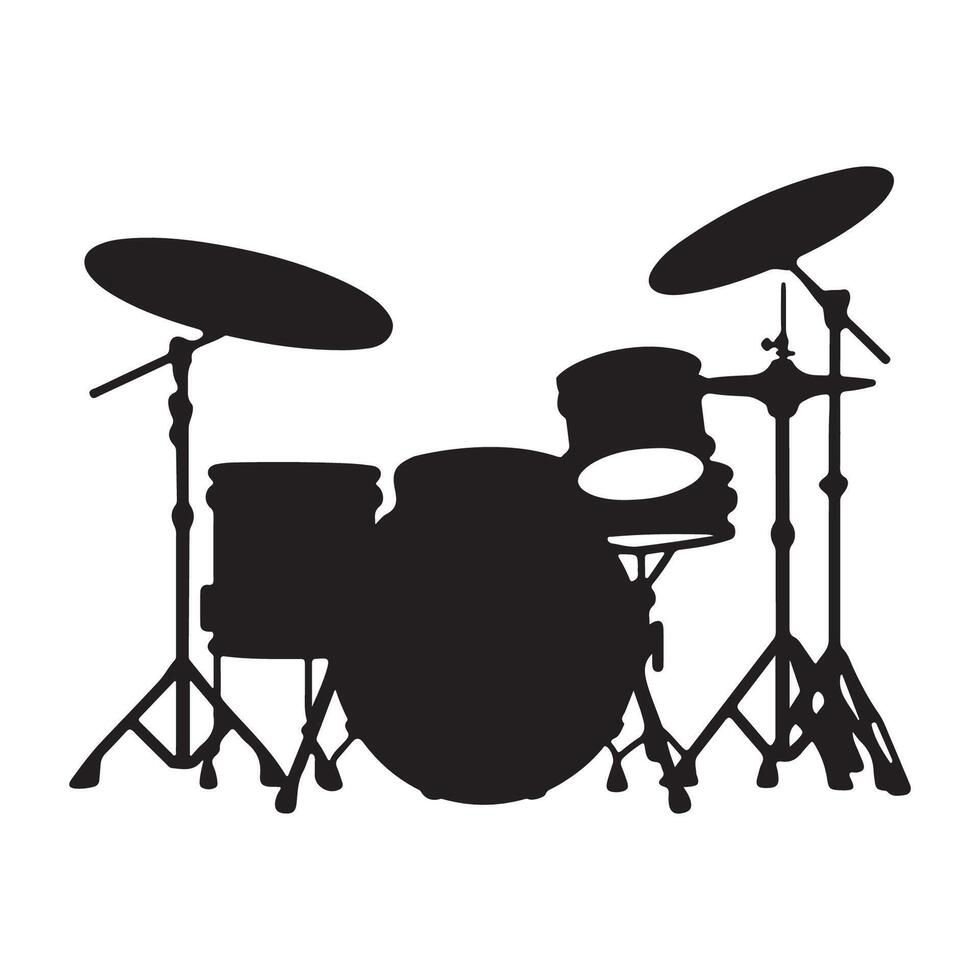 Drums set art silhouette vector