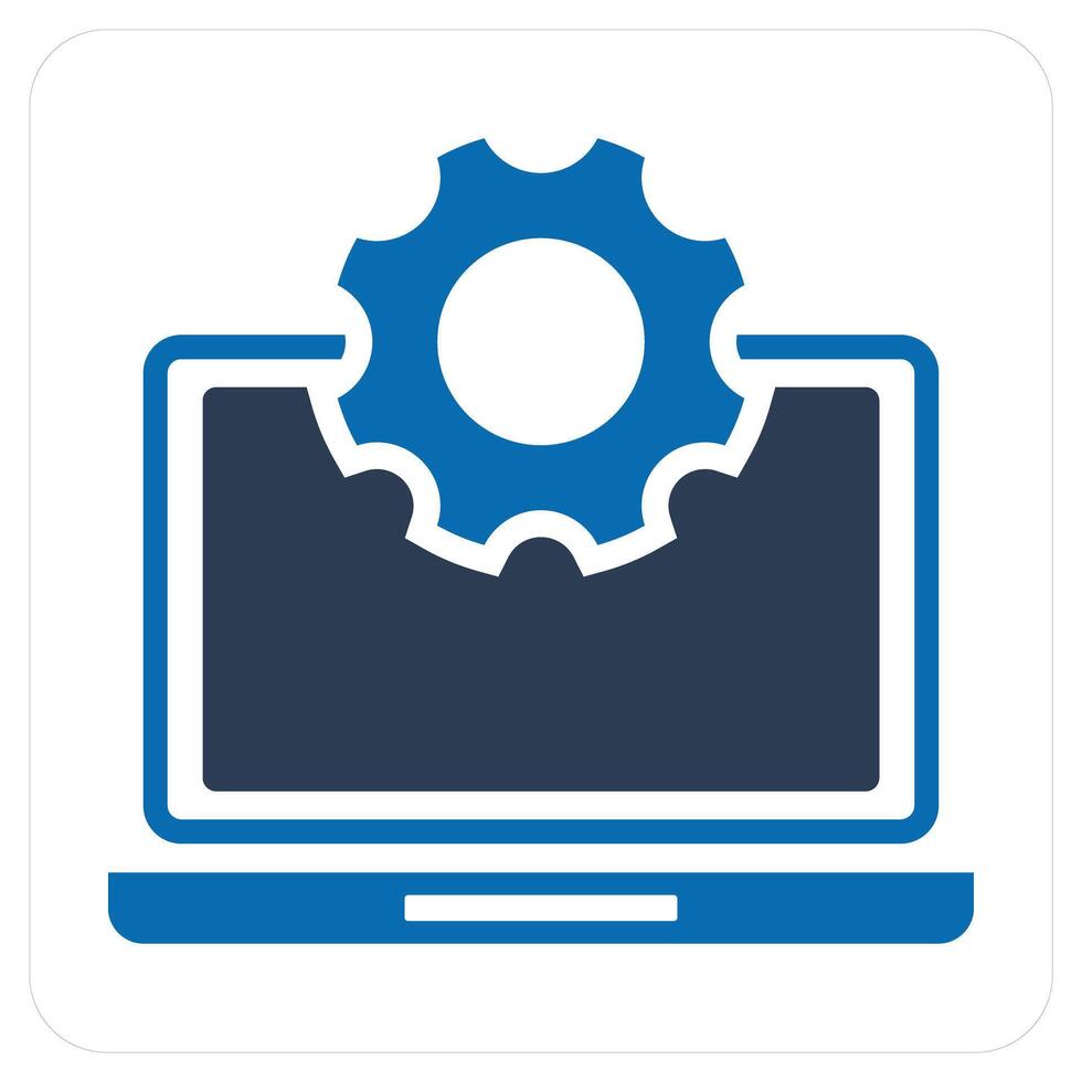 Laptop Setting and setting icon concept vector