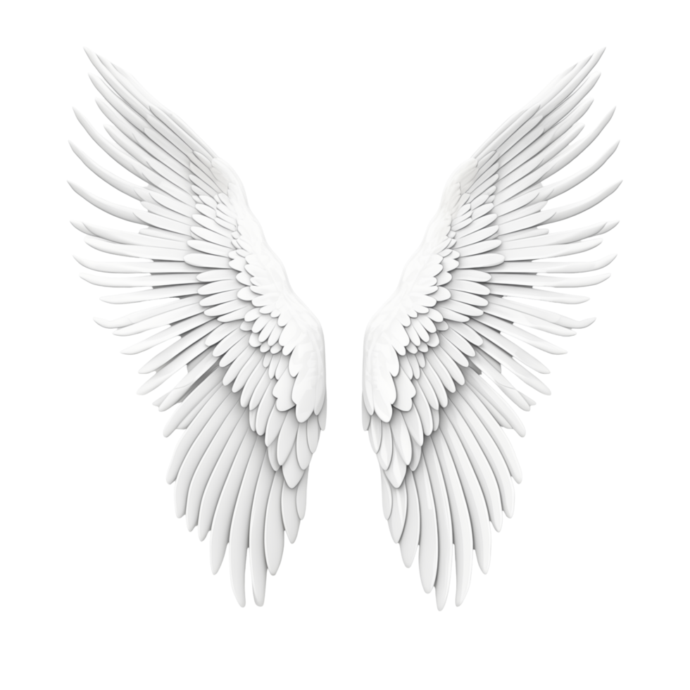Pair Of White Angel Wings Spread Open On Transparent Background png