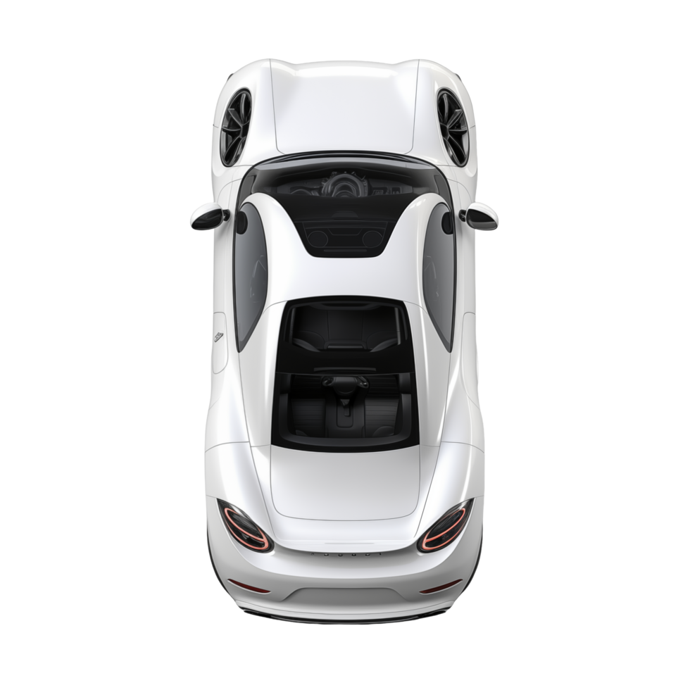 Top View Of A Sleek White Sports Car With Glass Roof On Transparent Background png
