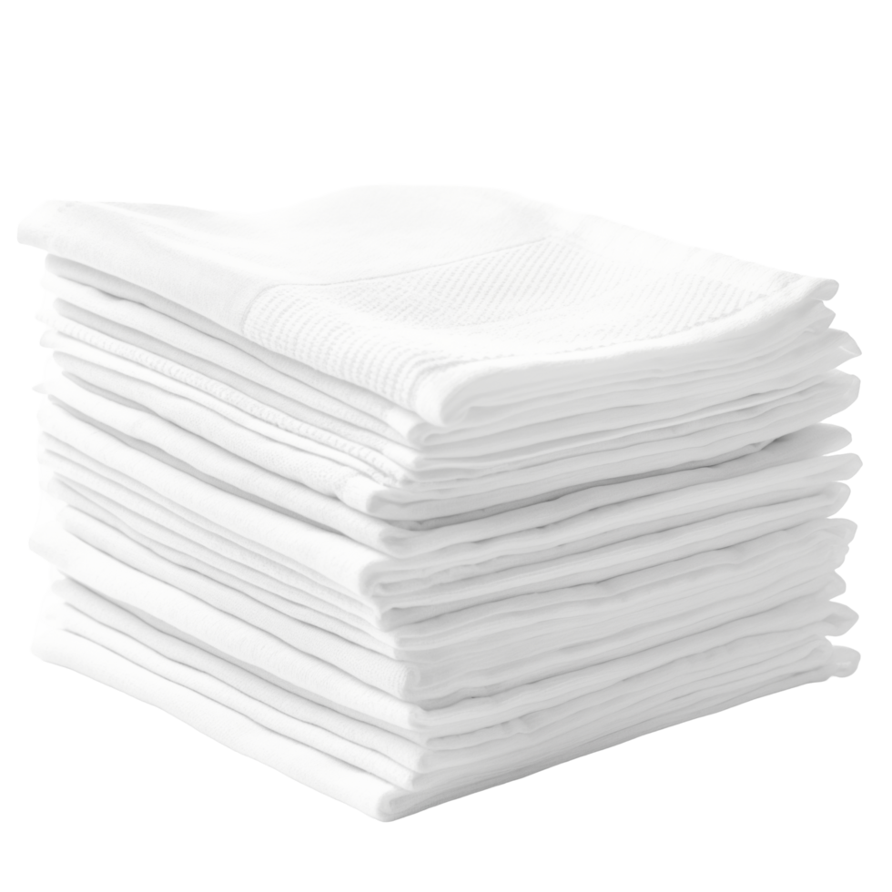 Stack Of Clean White Cloth Towels Folded Neatly Against A Transparent Background png