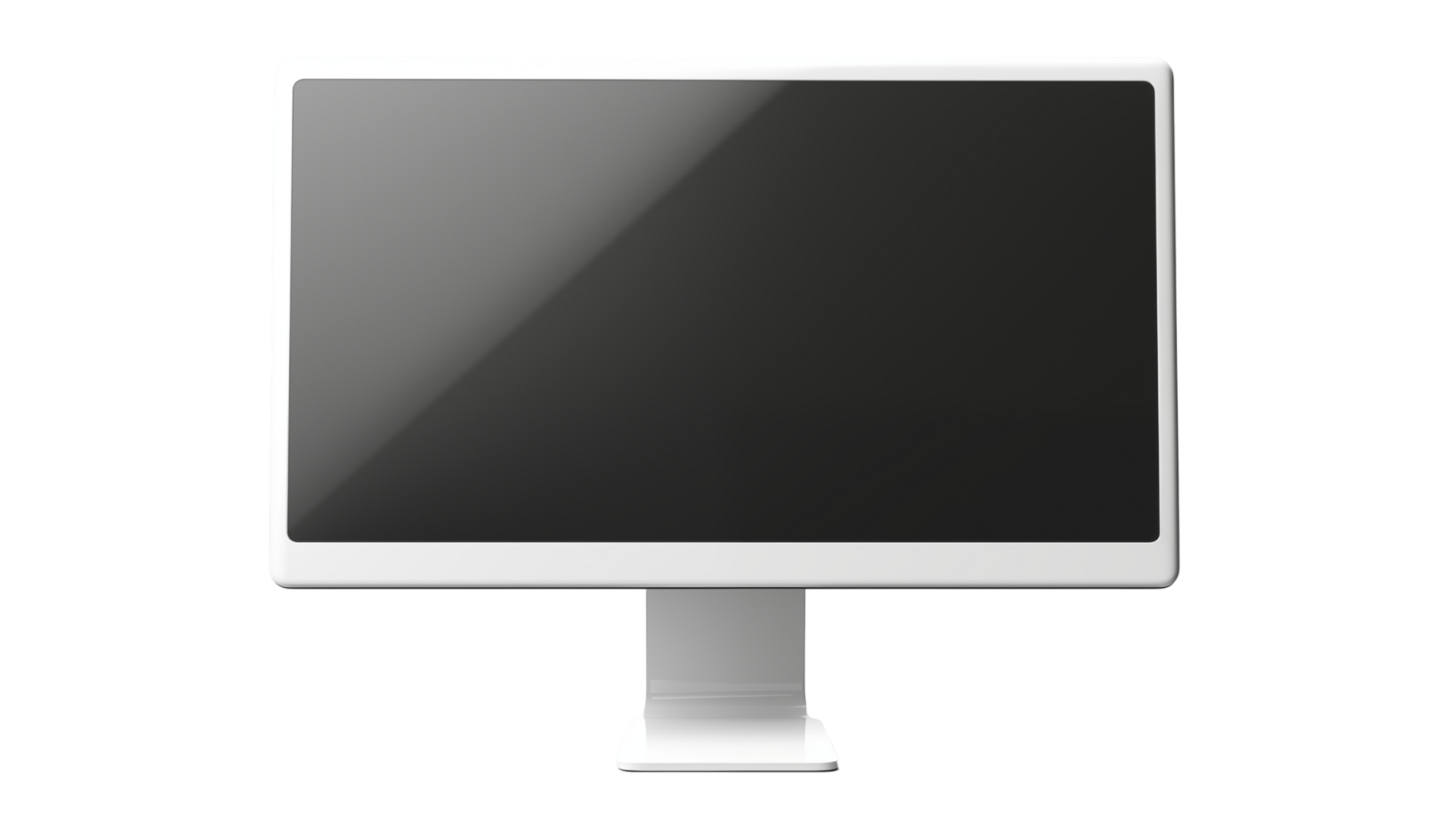 Large White Computer Monitor With Blank Screen Placed On A Simple Desk In A Minimalist Room png