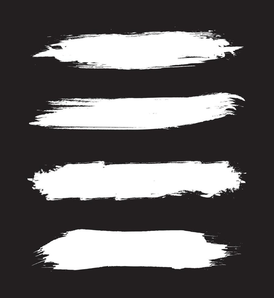 A set of four white paint strokes on a black background vector