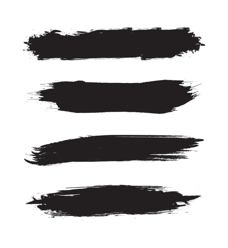 A set of black paint strokes on a white background vector